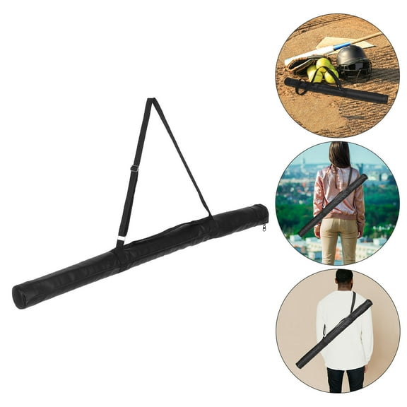TAILTOSS 1Pcs Softball Bat Bag in Black Pu Leather with Practical Design 31.95X2.44X2.44in