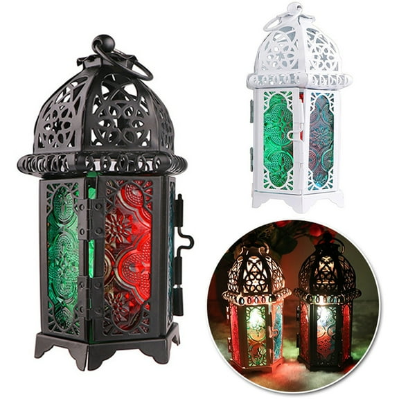 TAILTOSS 1Set Black Metal Lantern For Candles With Retro Style For Home And Wedding 11.8X3.3X2.8in