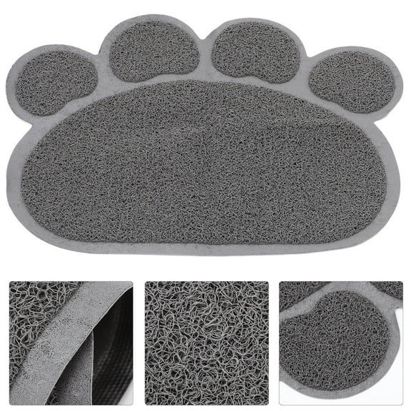 TAILTOSS 1Set Grey Paw-Shaped Litter Catcher Mat Non-Slip Washable for Cat Litter Box Indoor Use