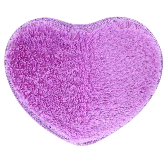 TAILTOSS 1Set Large Heart Shaped Floor Mat Purple Polyester Fabric Non Slip Fluffy for Bedroom Dinning Room