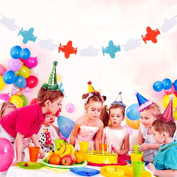 TAILTOSS 1Set Non-woven Garland Party Banner Assorted Color Plane Cloud Shape Birthday Party Supplies