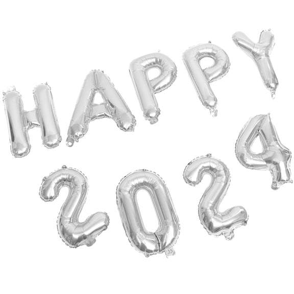 TAILTOSS Photo Props New Year Theme 1 Set Silver Aluminum Foil Balloons