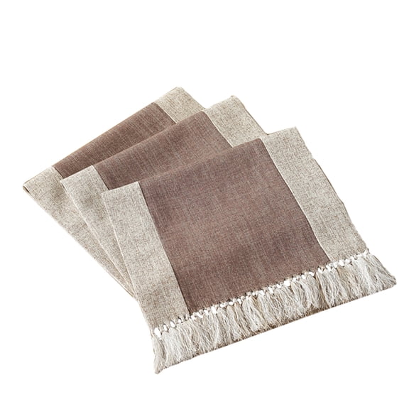 TAILTOSS Cotton Linen Brown Party Table Cloth with Tassel Design Reusable and Washable