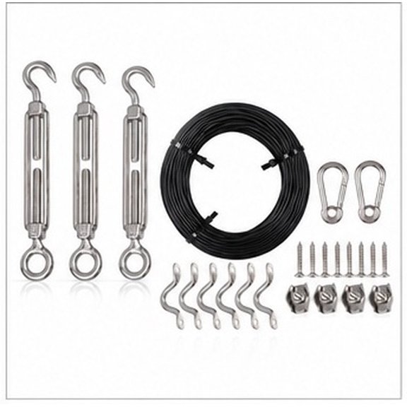 TAILTOSS 1Set String Light Hanging Kit with Flexible Steel Cable for Wall and Ceiling Compatible Garden Party Lights