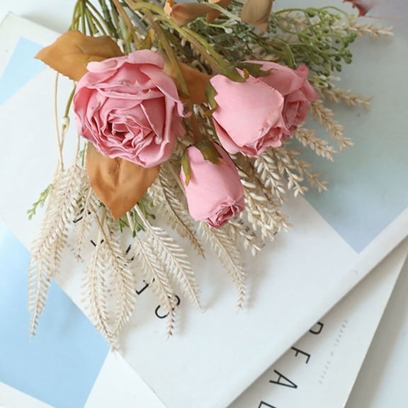 TAILTOSS Artificial Flowers Decoration Fake Flower Arrangement Pink Cloth 1Set for Couples