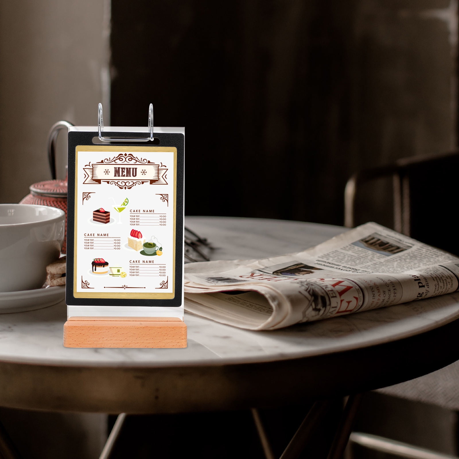 TAILTOSS 1Set Wood Color Menu Display Stand for Retail Display in ...