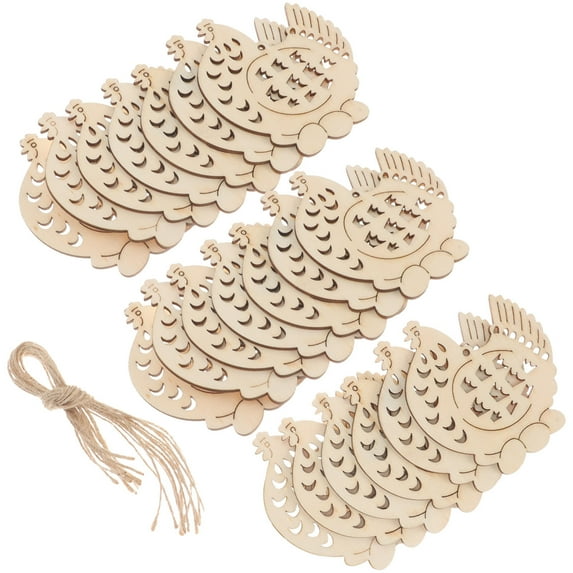 TAILTOSS 20Pcs Wooden Chicken Slices for Easter Party Decorations and Diy Projects in Beige Color