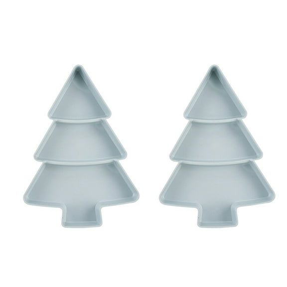 TAILTOSS Xmas Tree Serving Dish Sky-Blue Plastic 2Pcs Snack Trays