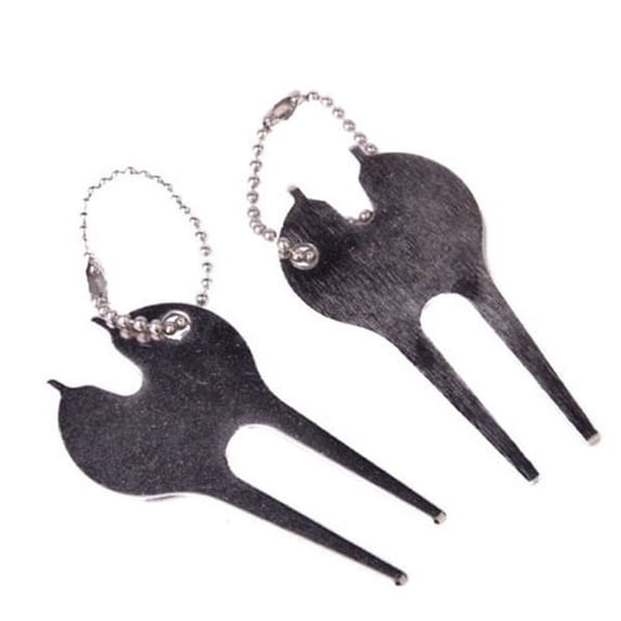 TAILTOSS 2Pcs Divot Turf Fork Alloy Keychain Bag Decoration for Golf Course 7 x 3.5cm