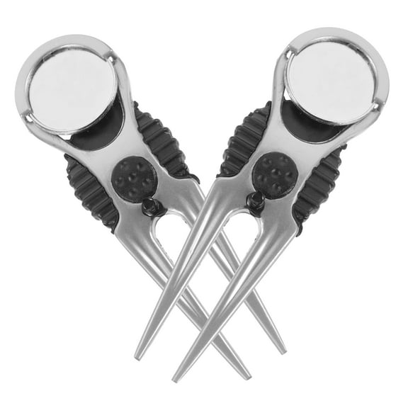 TAILTOSS 2Pcs Lightweight Black Divot Tool with Ball Marker Magnetic Green Golf Accessory