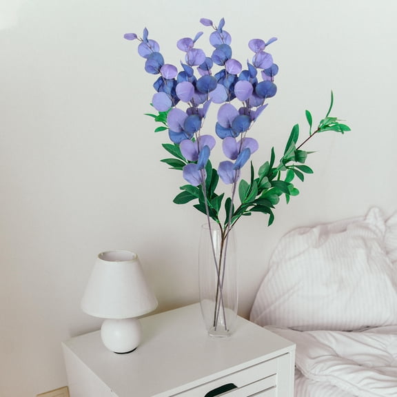TAILTOSS Faux Seeded Eucalyptus Stems Blue 2Pcs Synthetic Material