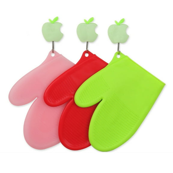TAILTOSS 2Pcs Thickened Heat-Resistant Oven Mitts Silicone Kitchen Anti-Scald Anti-Skid Mittens Orange 8.1x6.5Inch
