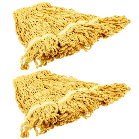 TAILTOSS 2-Pack Washable Yellow Cotton Yarn Replacement Mop , Reusable Household Floor Cleaning Refills for Home Use
