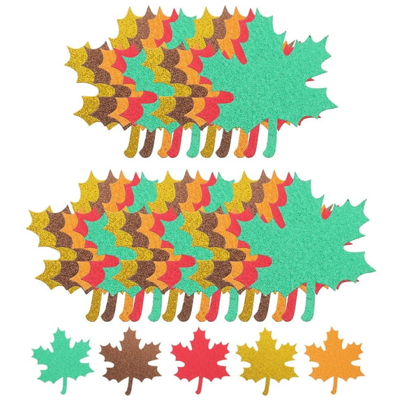 TAILTOSS 30Pcs Fake Autumn Leaves Maple Leaf Shape Glitter Paper For Classroom And Bulletin Board Decor