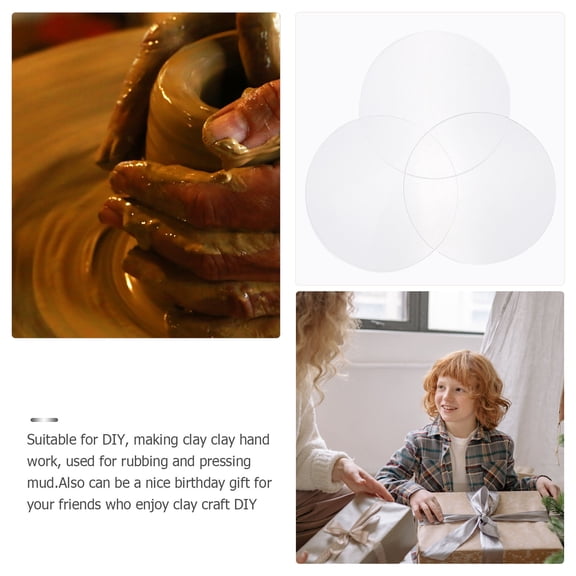 TAILTOSS 3-Piece Transparent Acrylic Round Clay Sculpting Panels for Modeling and Crafting