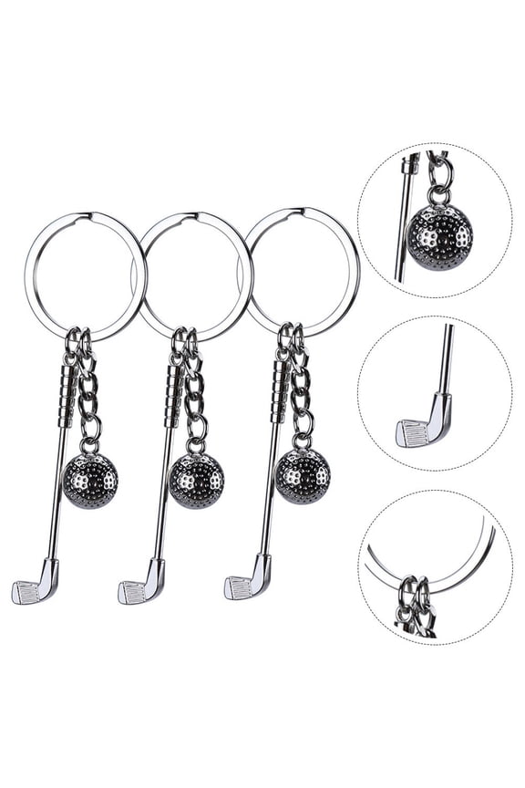 3Pcs Golf Key Hanging Ornament in Silver for Golf Party Keychains