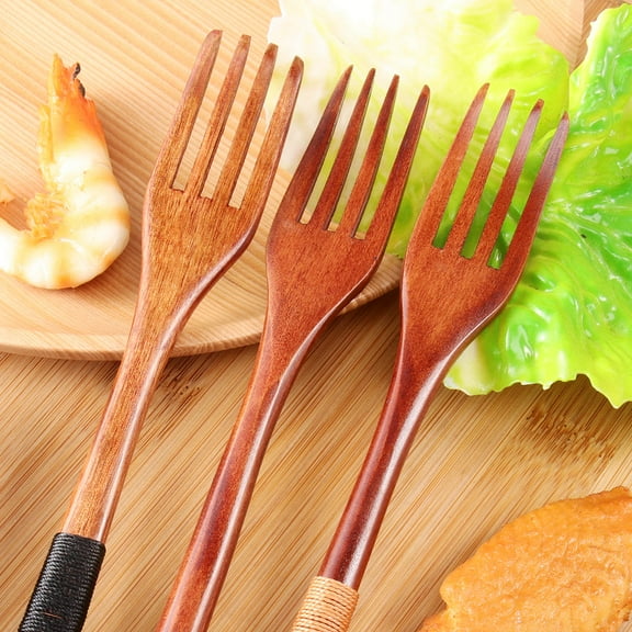 TAILTOSS 3Pcs Reusable Forks with Wood for Picnics and Buffets
