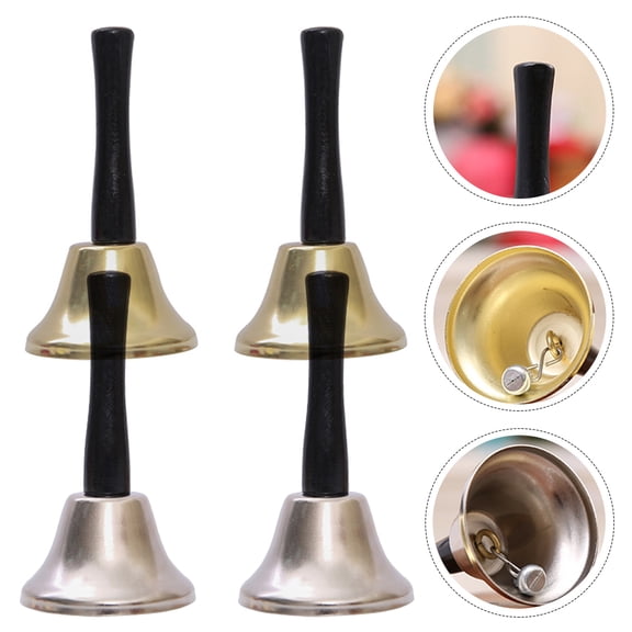 TAILTOSS 4Pcs Hand Bells for Children with Loud Sound and Golden Metal for Home Decoration