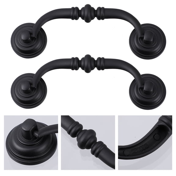 TAILTOSS European Style Knobs Black Zinc Alloy Smooth Surface Furniture Accessories 4Pcs