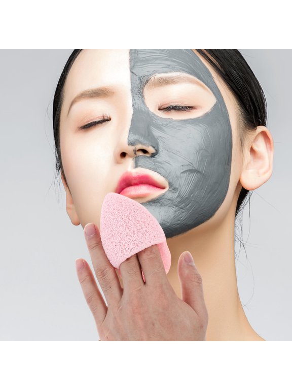 4Pcs Pink Facial Cleansing Gloves Soft Wearable Face Scrubber Sponge for Home Use