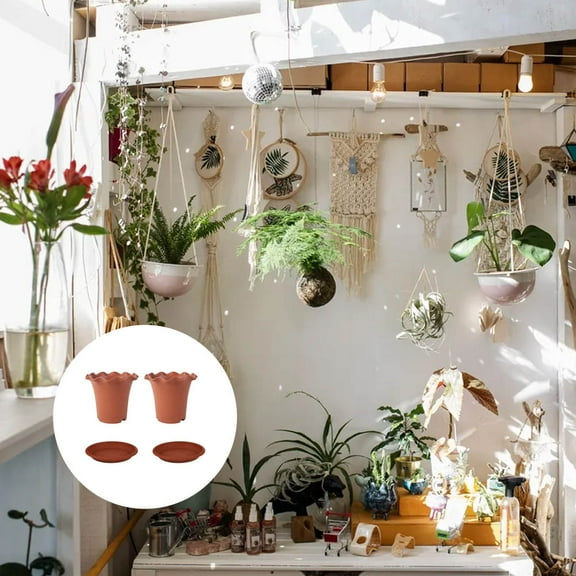 TAILTOSS 4pcs Flower Pots With Trays Breathable Gardening Planters For Plants For Succulents And Home Decor