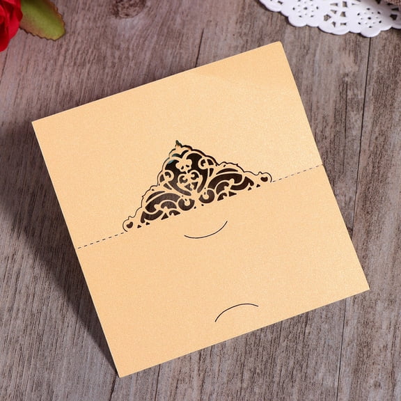 TAILTOSS 50Pcs Elegant Golden Wedding Table Name Cards with Cut Out Design for Unique Place Setting
