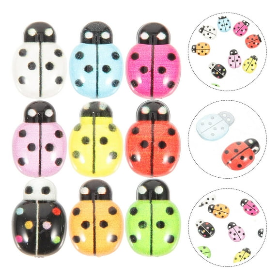 TAILTOSS 50Pcs Tiny Ladybug Decoration for Craft Ladybug Charm Assorted Color for Artists