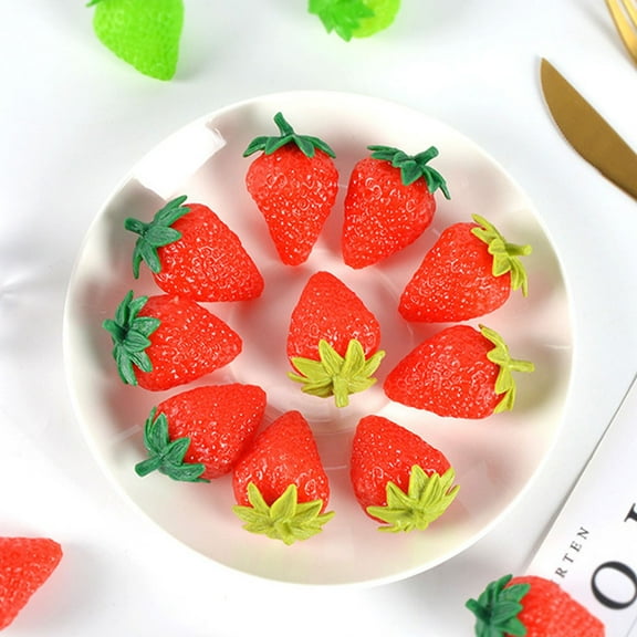 TAILTOSS 6Pcs Lifelike Fruits Decorative Artificial Fruit Strawberry Photo Booth Props for Parties and Studios PVC