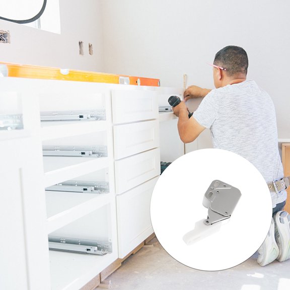 TAILTOSS 6Pcs Self-locking Spring Snap Cabinet Furniture Safety Lock for Home Use Cold Rolled Steel Silver