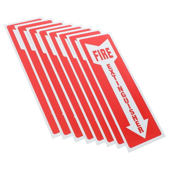 TAILTOSS 8Pcs Adhesive Fire Extinguisher Label for Employees and Customers in Office 3.9x11.75 Inches