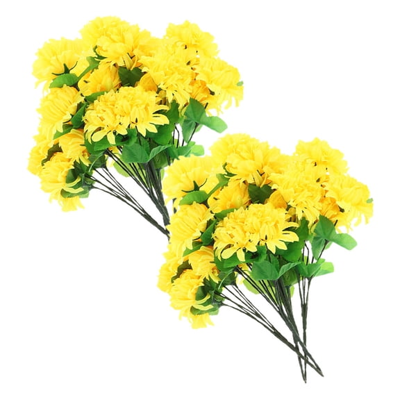 TAILTOSS 8Pcs Yellow Artificial Flowers Multi-Headed Design Tribute Decoration for Qingming Festival Cemetery Use