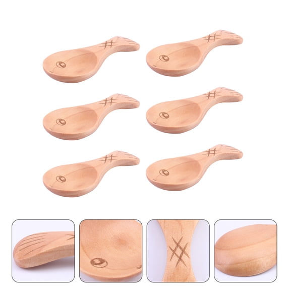 TAILTOSS 6-Piece Wooden Spoons Set Small Scoop Feeding Utensils for Home Cooking and Mealtime