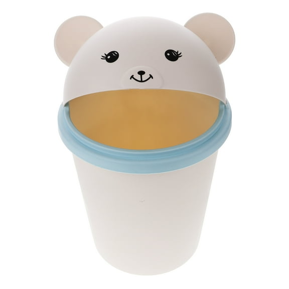 TAILTOSS Bear-Shaped Sky-Blue Plastic Trash Can for Home Use and Office Desk with Lidded Design 1Set 11.8x9.8x6.9in