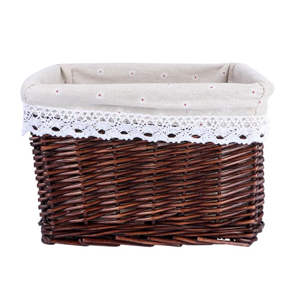 TAILTOSS storage bin Small 28x26x22cm Brown Daisy Burlap Square Wicker Basket