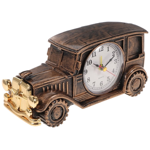 TAILTOSS Retro Style Car Clock with Alarm Reminder, Plated Finish, 1 Set for Living Room Decor and Office Use