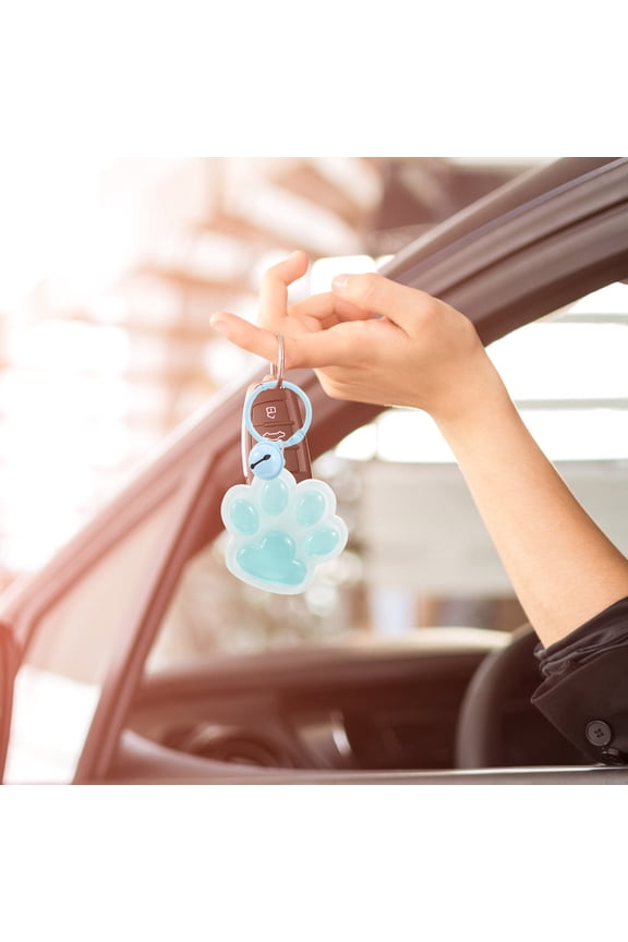 Resin Cat Paw Print Keychain Sky Blue For Friends 1Pcs