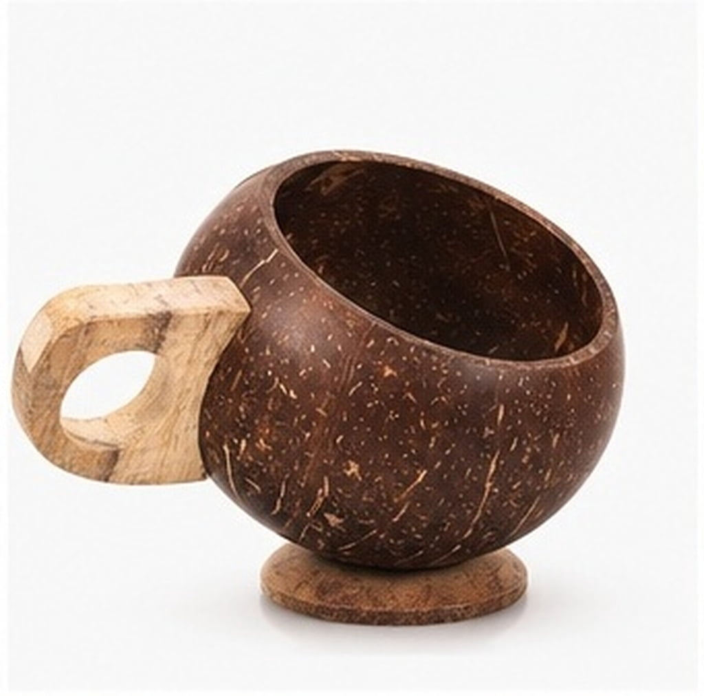 TAILTOSS Coconut Shell Cup with Handle, Rustic Coffee and Tea Mug for ...