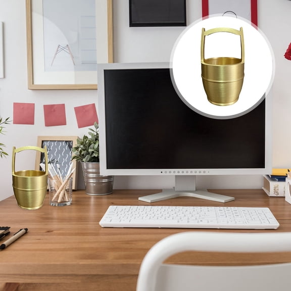 TAILTOSS Copper Bucket Decoration Creative Copper Decor For Office Use Living Room Ornament 1Pack