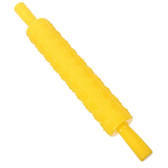 TAILTOSS Embossed Rolling Pin Sunflower Design for Baking and Cake Decoration 1Pack 39Cm Yellow Hard Plastic