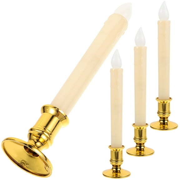 TAILTOSS Golden LED Candle Light with Creative Flickering Flame for Decorating Hotels Bars Home Ultra Bright White LED 4 Pieces