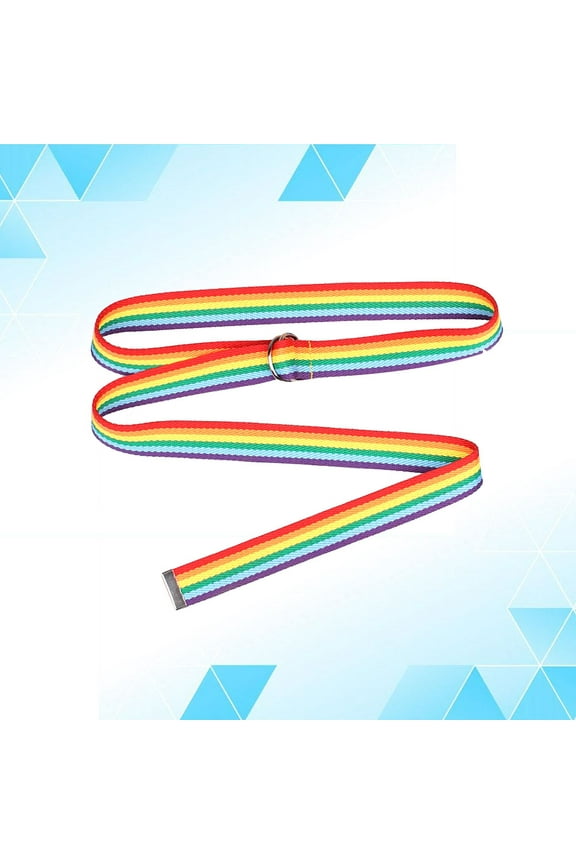 Ladies Leisure Belt Multi Colored Rainbow Canvas Wood PP Grass Casual Versatile Women Date 1Pcs