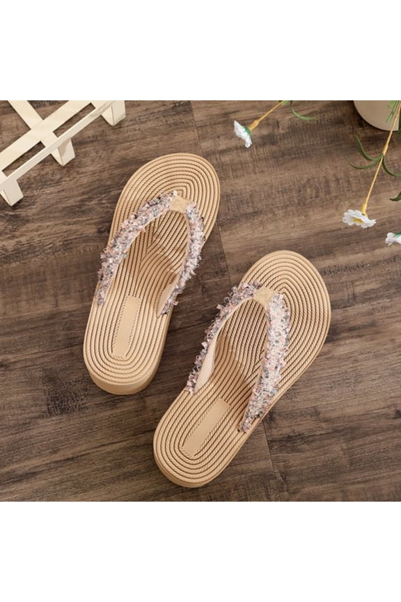 Light Brown Wedge Sandals with Arch Support for Summer Beach and Outdoor Activities 1 Pair