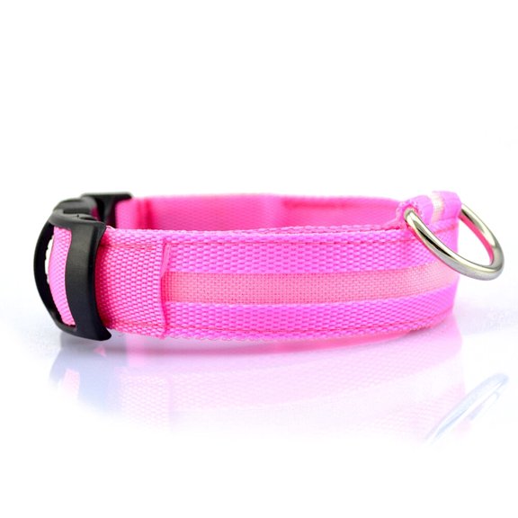 TAILTOSS Pink LED Dog Collar High Visibility Flashing Lighted Pet Collar for Evening Hikes