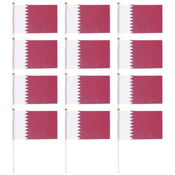 TAILTOSS Qatar 32 Flags on Stick for Cheering Made of Polyester Reusable Design Easy to Clean Store for Next Use 20 Pcs