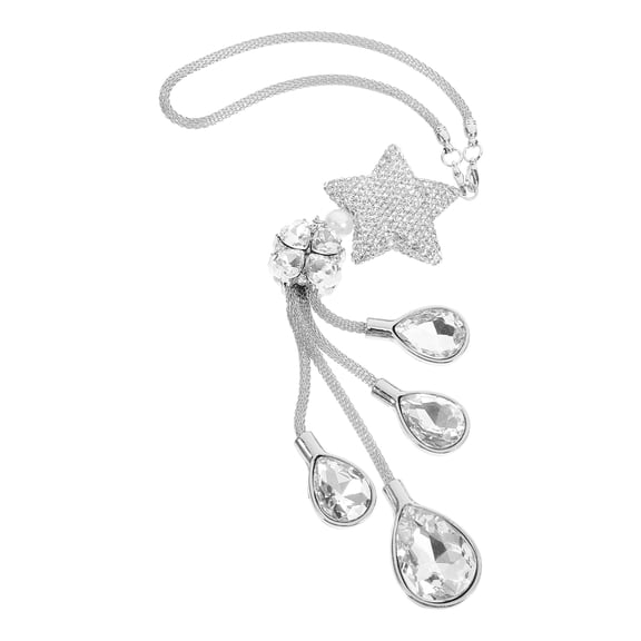 TAILTOSS Rearview Mirror Hanging Decoration Star Shaped Iron Crystal Rhinestone Car Pendant 1Piece 11.0x1.4x0.5In