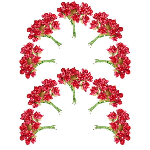 TAILTOSS Red Round Berries Artificial Berry Stems 10Pack for DIY Accessory and Decorative Purposes
