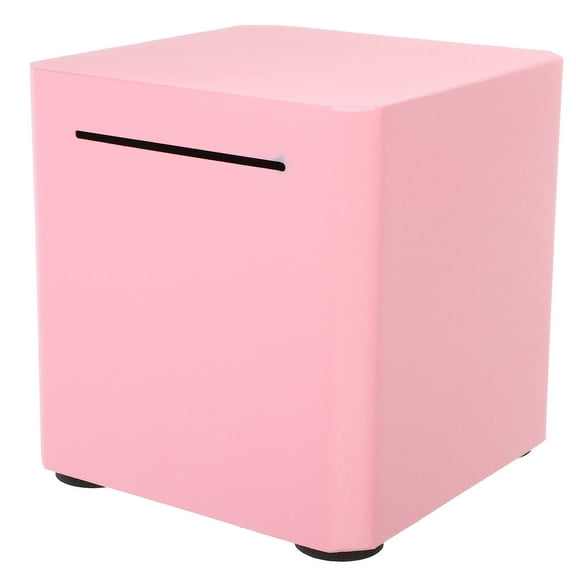 TAILTOSS Desktop Coin Container Pink Stainless Steel 1Pcs Cube Money Saving