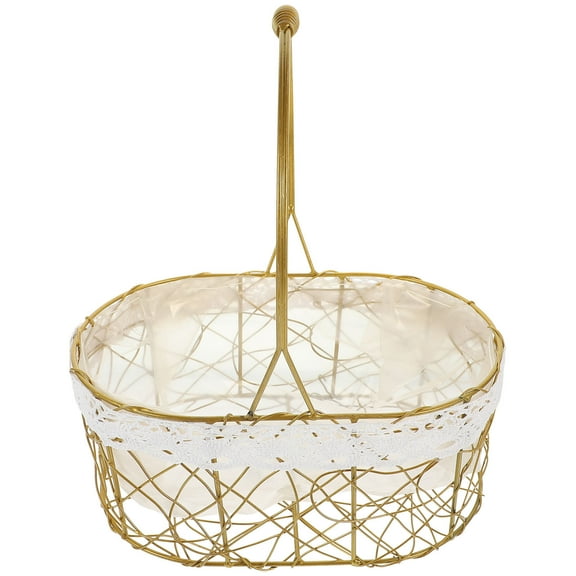 TAILTOSS Tabletop Handle Basket For Storage Golden Iron 1Pack