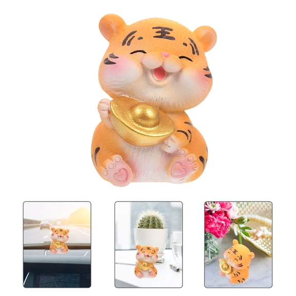 TAILTOSS Tiger Resin Craft Figurine Yellow Decorative Animal Model for Home Display