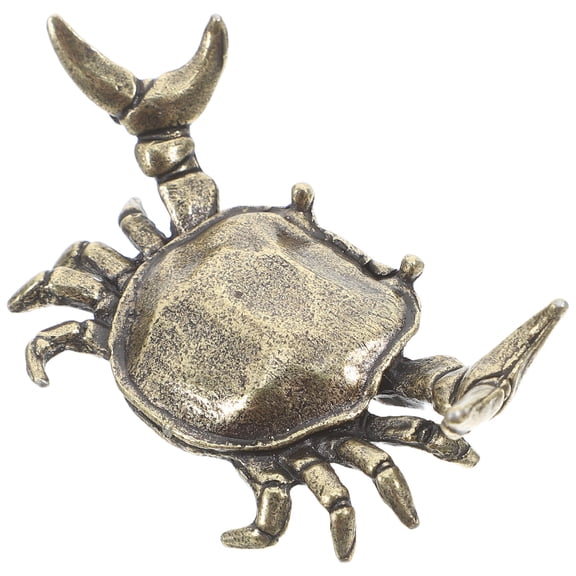 TAILTOSS Vintage Brass Crab Figurine 1Pcs Pen Holder Storage Rack with Distressed Finish for Collectors